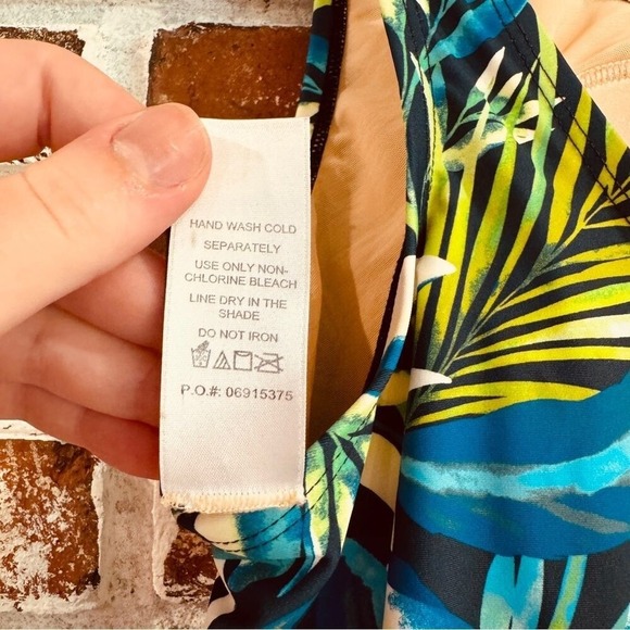 Swimsuits for all Side-Tie Adjustable Tankini Top Blue Green Tropical Pattern 24 - Picture 12 of 16